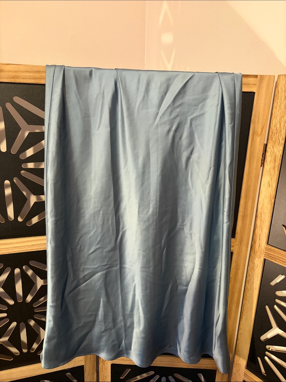 Zara Satin Maxi Dress in Light Blue